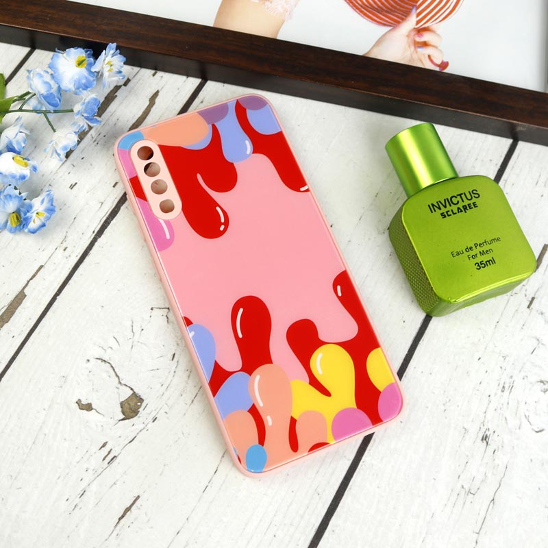 قاب طرحدار پشت گلسی محافظ لنزدار Samsung Galaxy A70