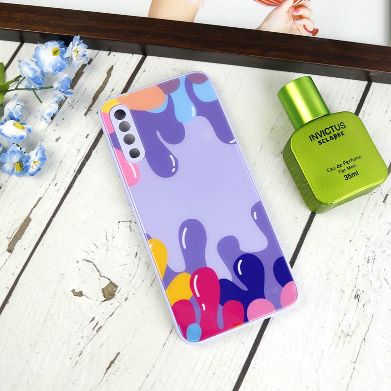 قاب طرحدار پشت گلسی محافظ لنزدار Samsung Galaxy A70
