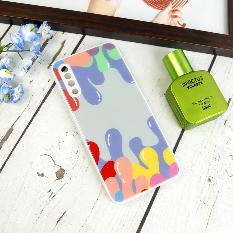 قاب طرحدار پشت گلسی محافظ لنزدار Samsung Galaxy A70