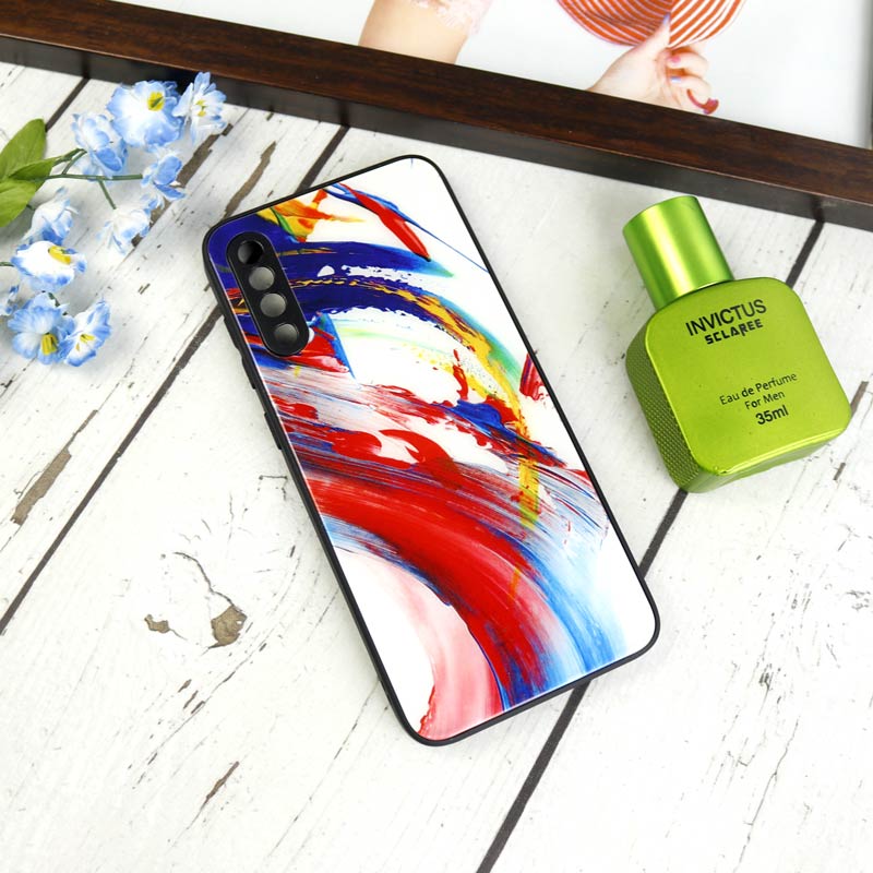 قاب طرحدار پشت گلسی محافظ لنزدار Samsung Galaxy A70