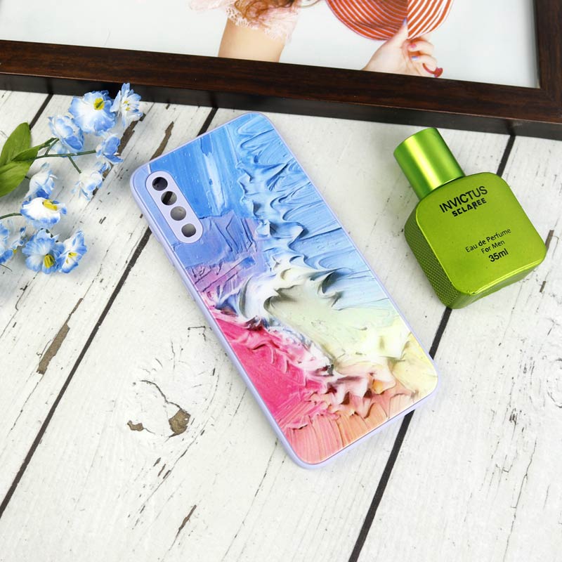قاب طرحدار پشت گلسی محافظ لنزدار Samsung Galaxy A70