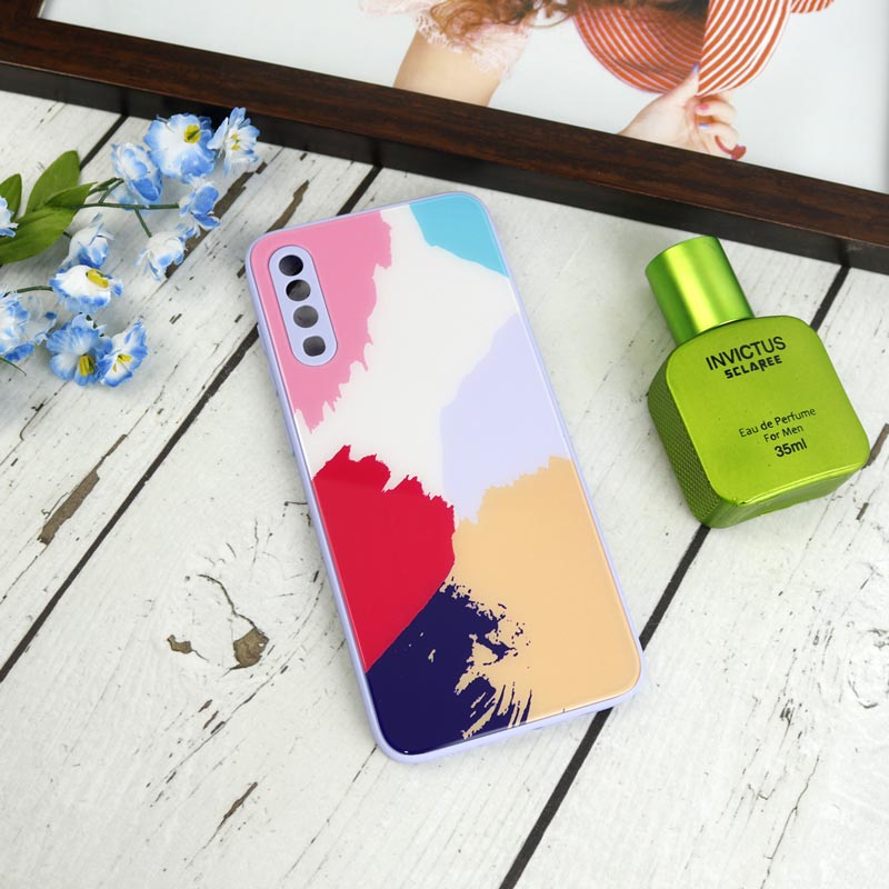 قاب طرحدار پشت گلسی محافظ لنزدار Samsung Galaxy A70