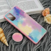قاب چرمی هولوگرامی پاپ سوکت دار Samsung Galaxy A71 صورتی