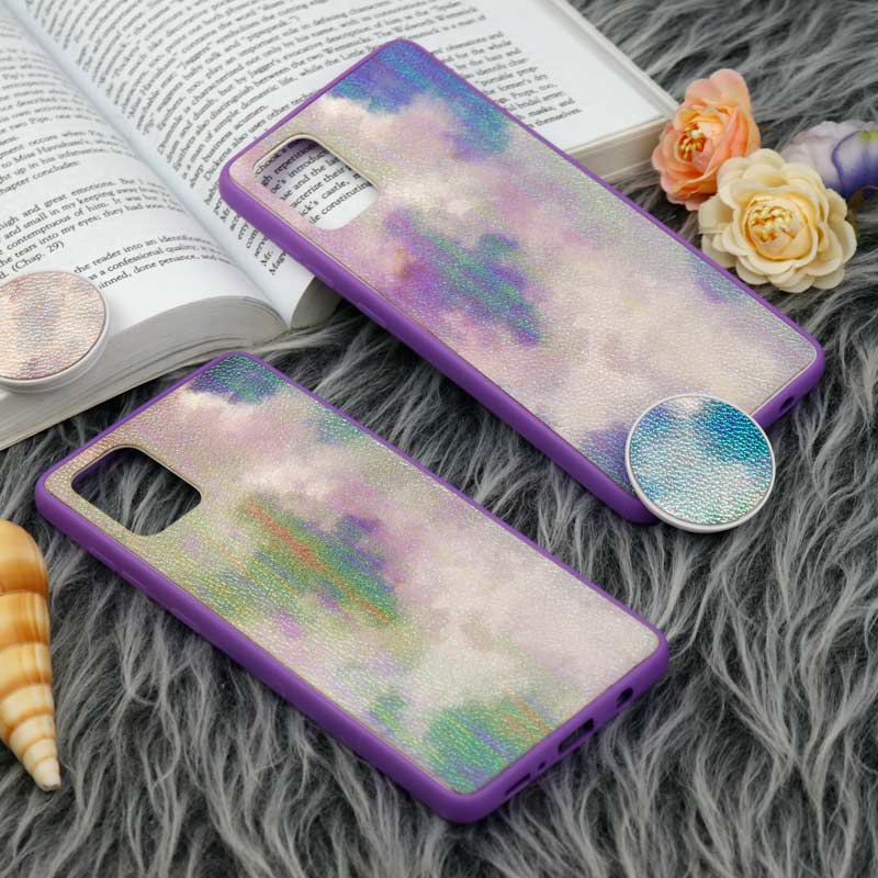 قاب چرمی هولوگرامی پاپ سوکت دار Samsung Galaxy A71 بنفش