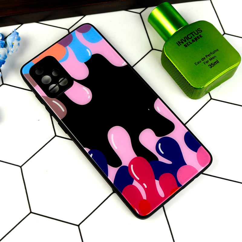 قاب طرحدار پشت گلسی محافظ لنزدار Samsung Galaxy A71