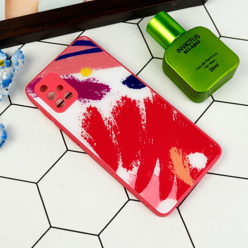 قاب طرحدار پشت گلسی محافظ لنزدار Samsung Galaxy A71