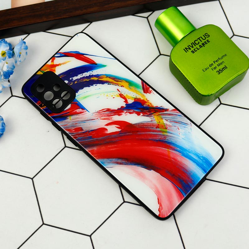 قاب طرحدار پشت گلسی محافظ لنزدار Samsung Galaxy A71