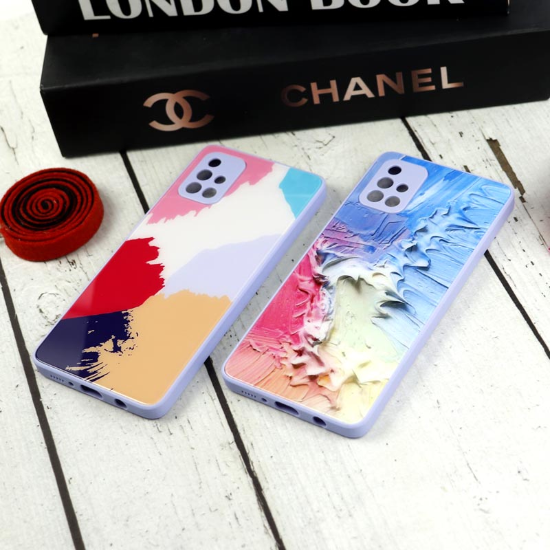 قاب طرحدار پشت گلسی محافظ لنزدار Samsung Galaxy A71