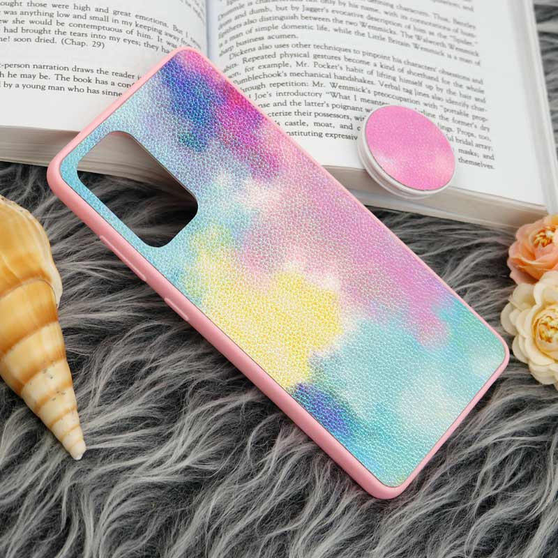 قاب چرمی هولوگرامی پاپ سوکت دار Samsung Galaxy A72 صورتی