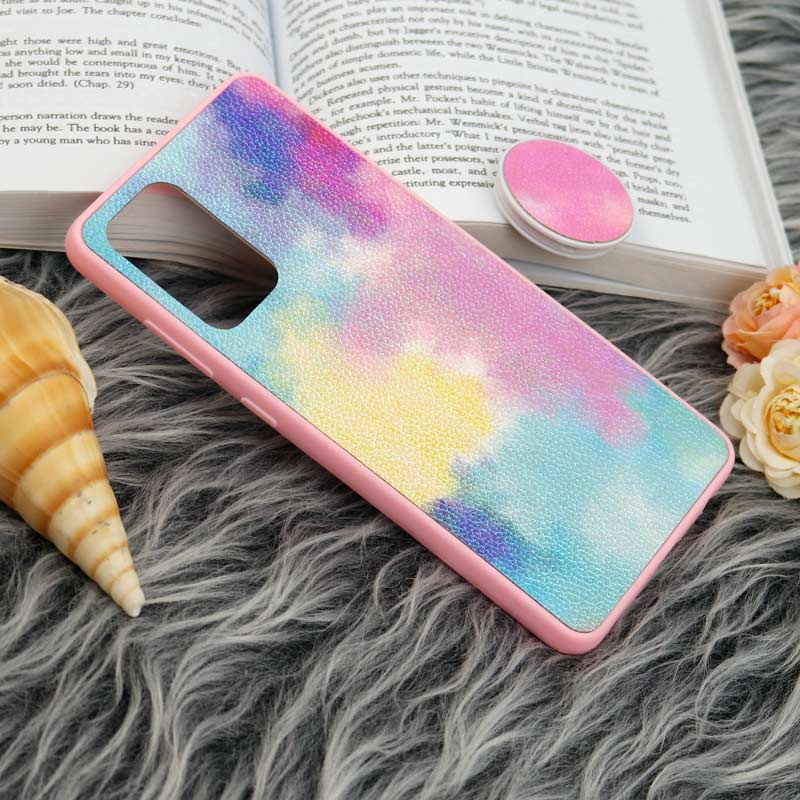 قاب چرمی هولوگرامی پاپ سوکت دار Samsung Galaxy A72 صورتی
