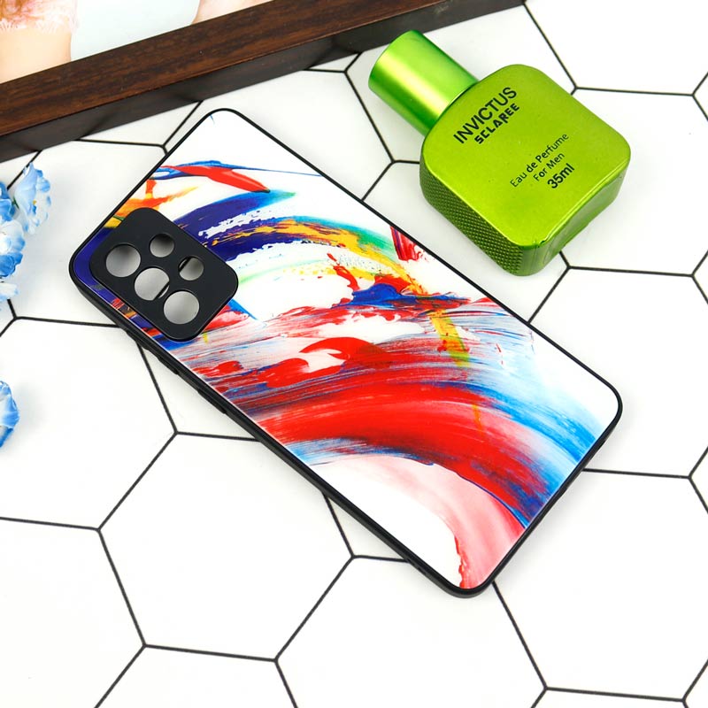 قاب طرحدار پشت گلسی محافظ لنزدار Samsung Galaxy A72