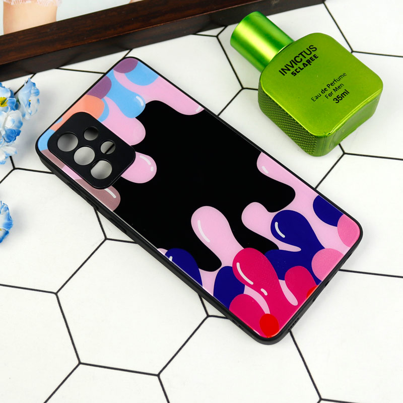 قاب طرحدار پشت گلسی محافظ لنزدار Samsung Galaxy A72