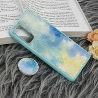 قاب چرمی هولوگرامی پاپ سوکت دار Samsung Galaxy S20 FE سبز آبی