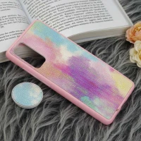 قاب چرمی هولوگرامی پاپ سوکت دار Samsung Galaxy S20 FE صورتی