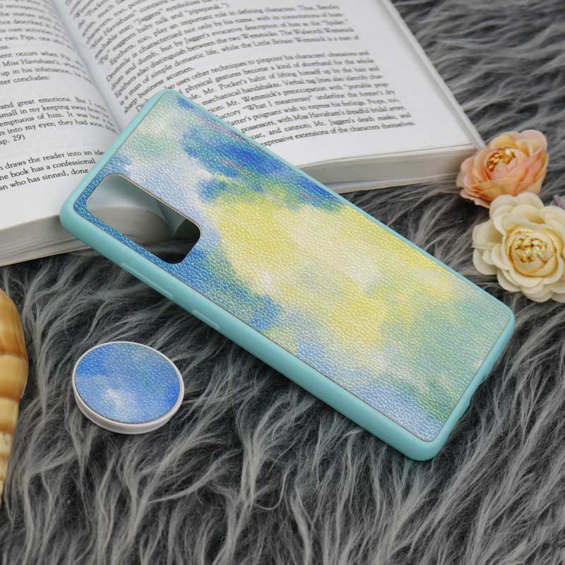 قاب چرمی هولوگرامی پاپ سوکت دار Samsung Galaxy S20 FE سبز آبی