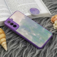 قاب چرمی هولوگرامی پاپ سوکت دار Samsung Galaxy S21 FE 5G بنفش