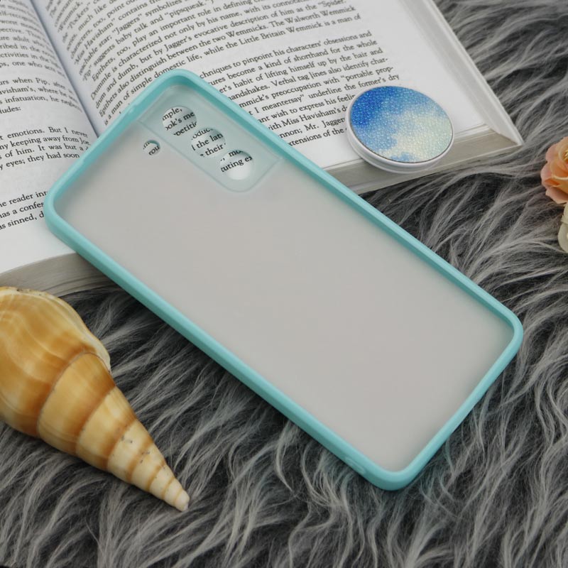 قاب چرمی هولوگرامی پاپ سوکت دار Samsung Galaxy S21 FE 5G سبز آبی