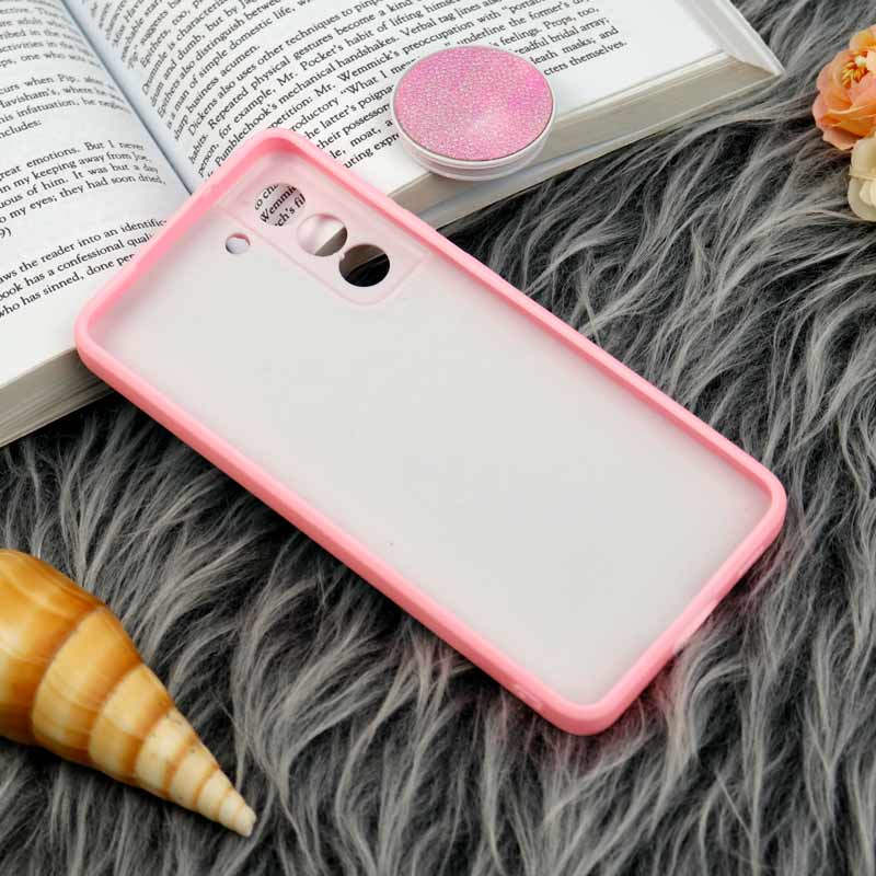 قاب چرمی هولوگرامی پاپ سوکت دار Samsung Galaxy S21 FE 5G صورتی