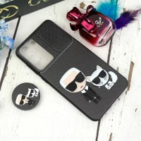 قاب طرحدار محافظ لنزدار کشویی + پاپ سوکت طرح Boss Cat سامسونگ Samsung Galaxy S21 FE 5G سری C