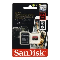رم میکرو 64 گیگ سن دیسک SanDisk Extreme PRO V30 U3 A2 170MB/s + خشاب