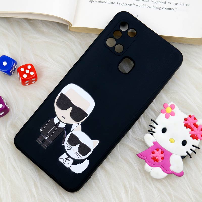 قاب سیلیکونی عروسکی محافظ لنزدار طرح Boss Cat سامسونگ Samsung Galaxy A21s
