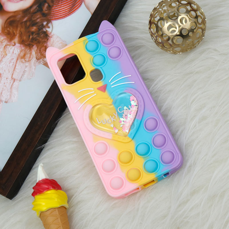 قاب اورجینال سیلیکونی آکواریومی Lucky Cat پاپیتی Samsung Galaxy A21s