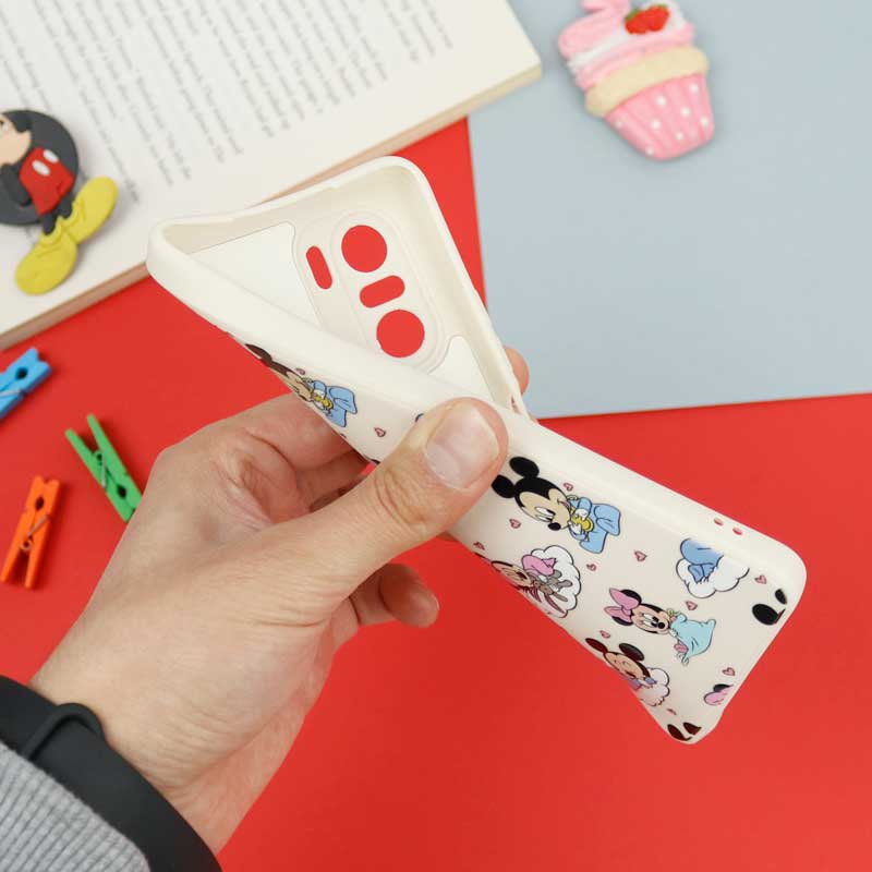 قاب سیلیکونی سفید محافظ لنزدار طرح میکی موس 3 شیائومی Xiaomi Poco F3