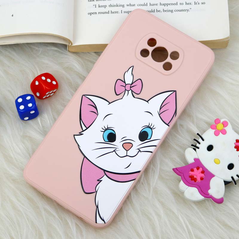 قاب سیلیکونی عروسکی محافظ لنزدار طرح گربه اشرافی Xiaomi Poco X3