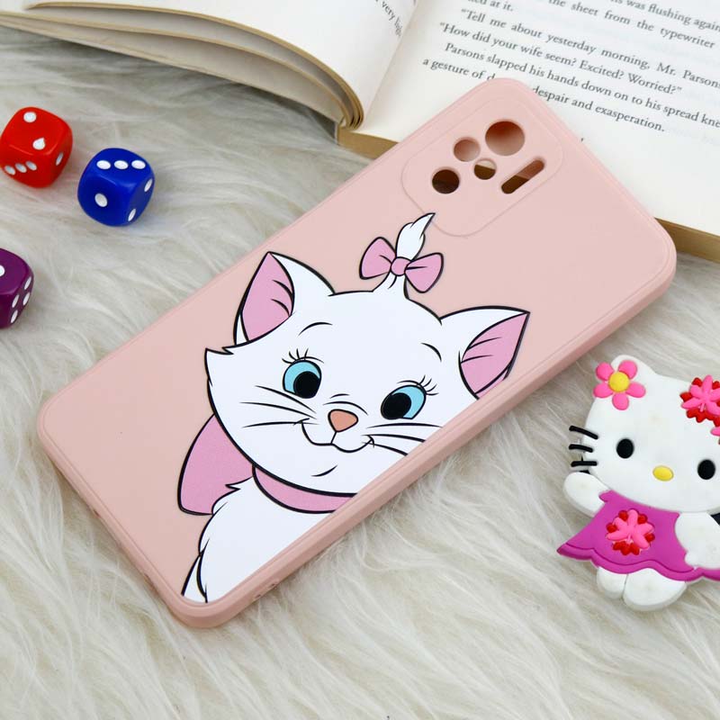 قاب سیلیکونی عروسکی محافظ لنزدار طرح گربه اشرافی Xiaomi Redmi Note 10 / Redmi Note 10s
