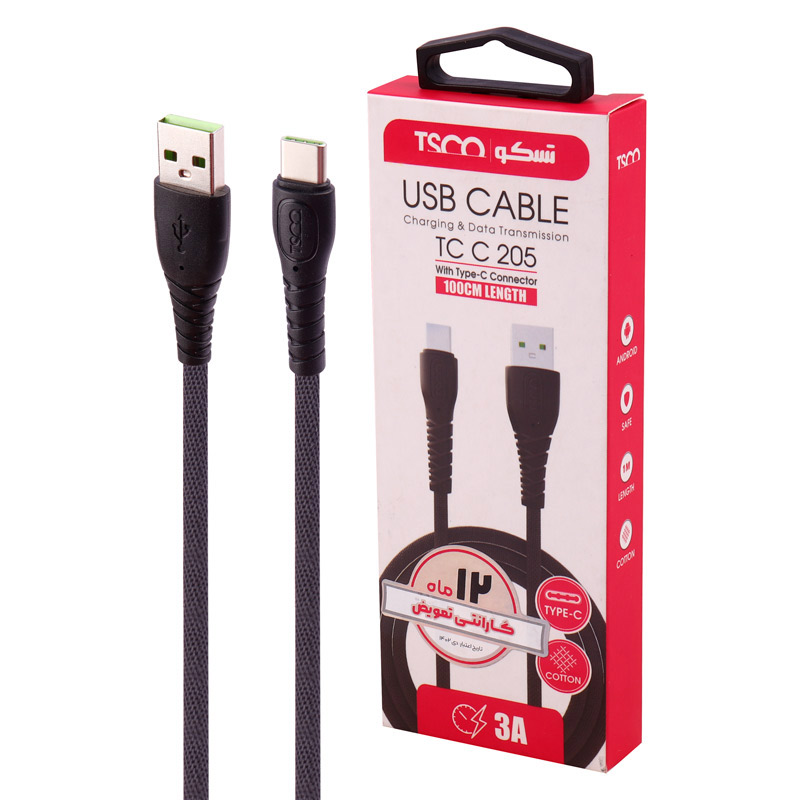 کابل تایپ سی TSCO TC C205 3A 1m