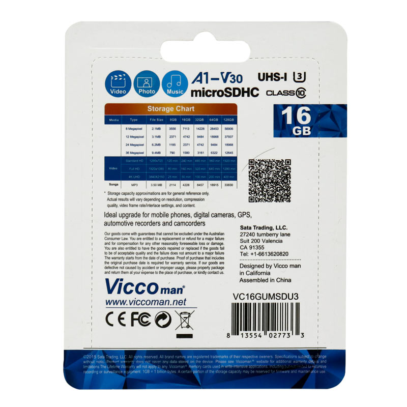 رم میکرو 16 گیگ ویکومن ViccoMan Final 600x Plus U3 A1 V30 C10 90MB/s + رم ریدر
