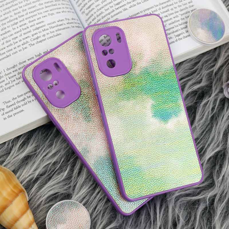 قاب چرمی هولوگرامی پاپ سوکت دار Xiaomi Poco F3 بنفش