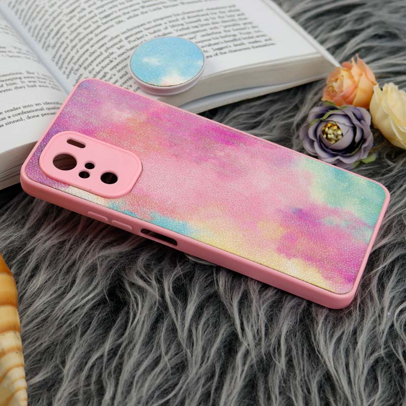 قاب چرمی هولوگرامی پاپ سوکت دار Xiaomi Poco F3 صورتی