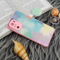قاب چرمی هولوگرامی پاپ سوکت دار Xiaomi Poco F3 صورتی