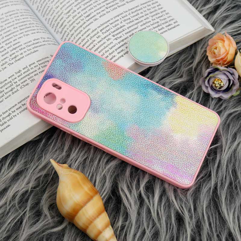 قاب چرمی هولوگرامی پاپ سوکت دار Xiaomi Poco F3 صورتی