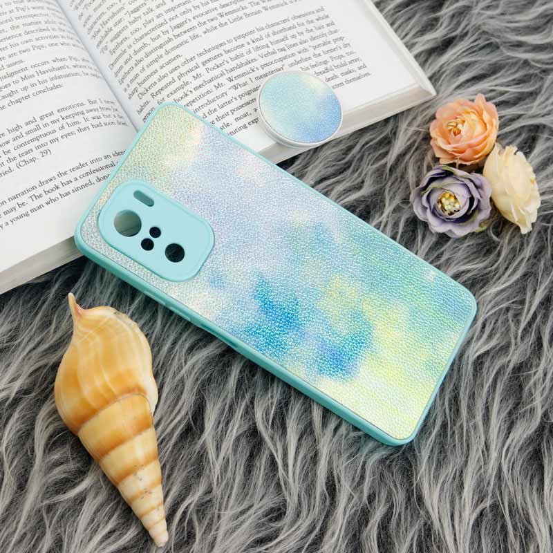 قاب چرمی هولوگرامی پاپ سوکت دار Xiaomi Poco F3 سبز آبی