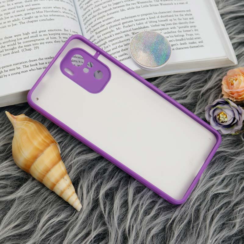 قاب چرمی هولوگرامی پاپ سوکت دار Xiaomi Poco F3 بنفش