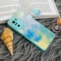 قاب چرمی هولوگرامی پاپ سوکت دار Xiaomi Poco F3 سبز آبی
