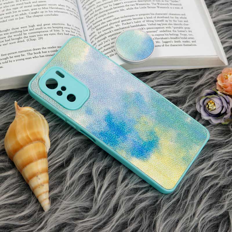 قاب چرمی هولوگرامی پاپ سوکت دار Xiaomi Poco F3 سبز آبی