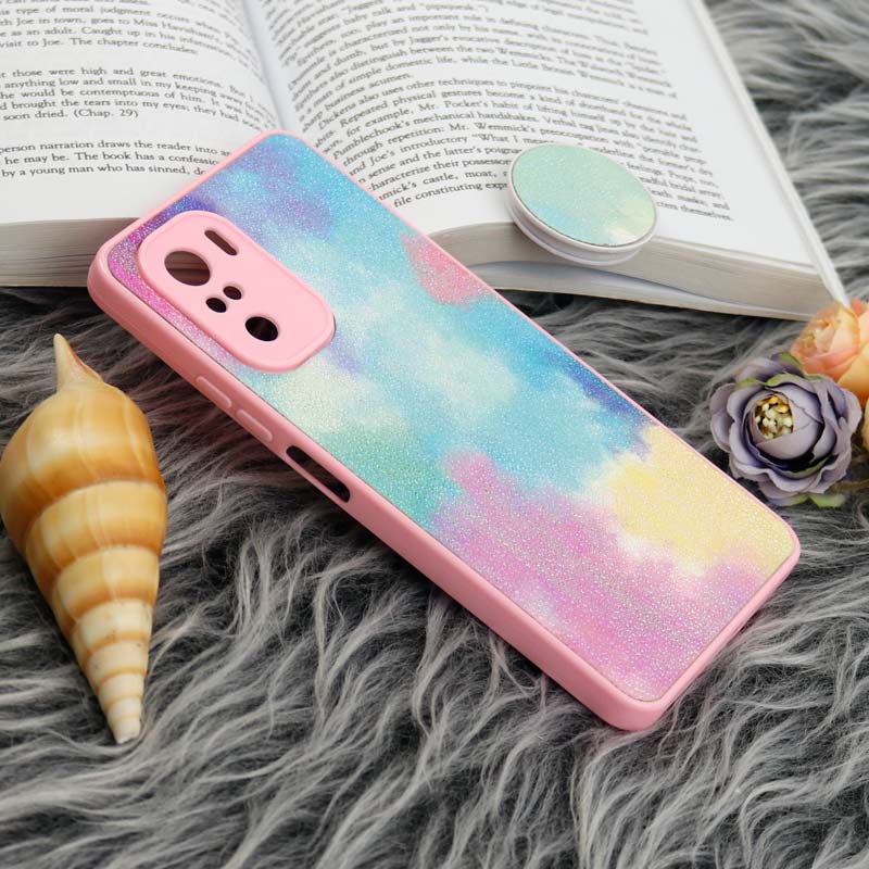 قاب چرمی هولوگرامی پاپ سوکت دار Xiaomi Poco F3 صورتی