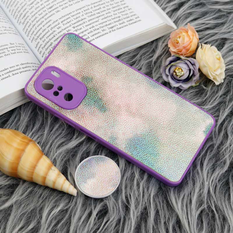 قاب چرمی هولوگرامی پاپ سوکت دار Xiaomi Poco F3 بنفش