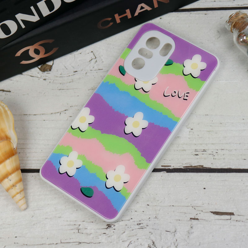 قاب طرحدار پشت گلسی محافظ لنزدار Xiaomi Poco F3