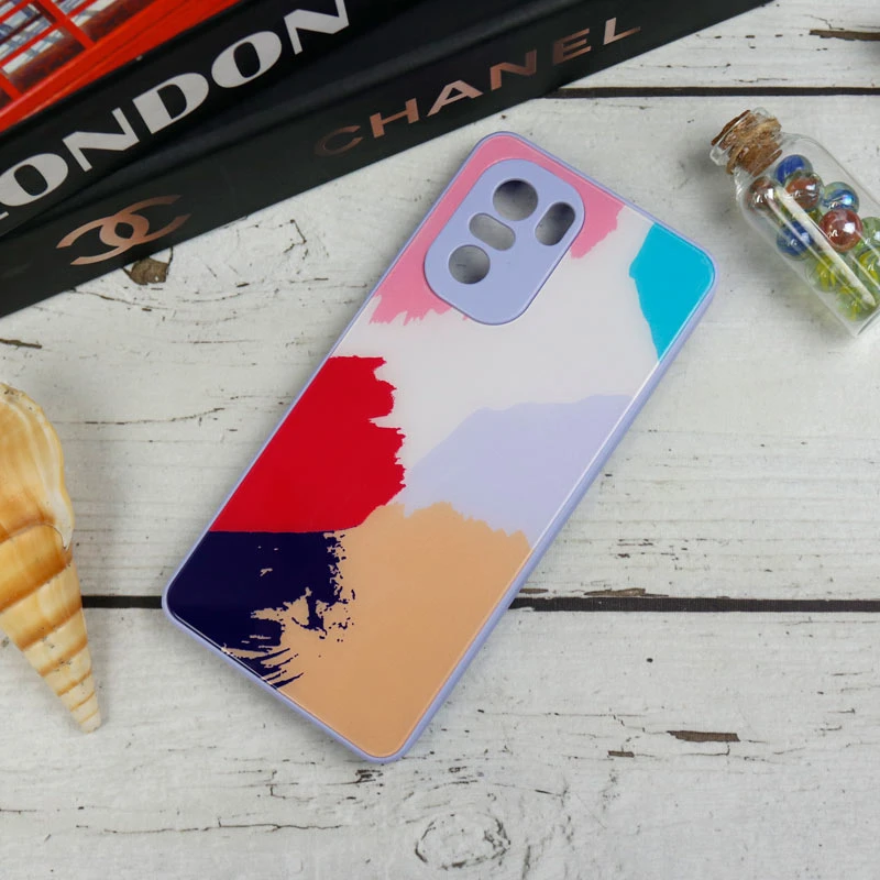 قاب طرحدار پشت گلسی محافظ لنزدار Xiaomi Poco F3