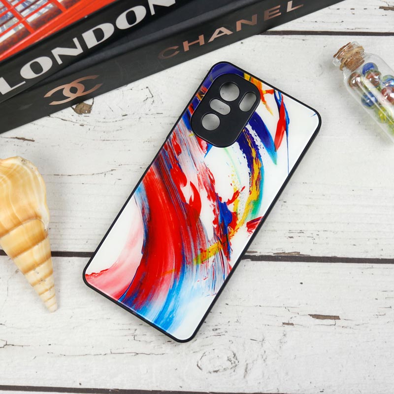 قاب طرحدار پشت گلسی محافظ لنزدار Xiaomi Poco F3