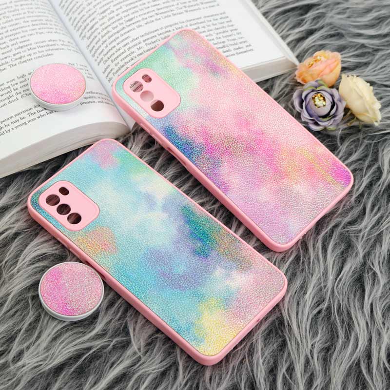 قاب چرمی هولوگرامی پاپ سوکت دار Xiaomi Poco M3 صورتی