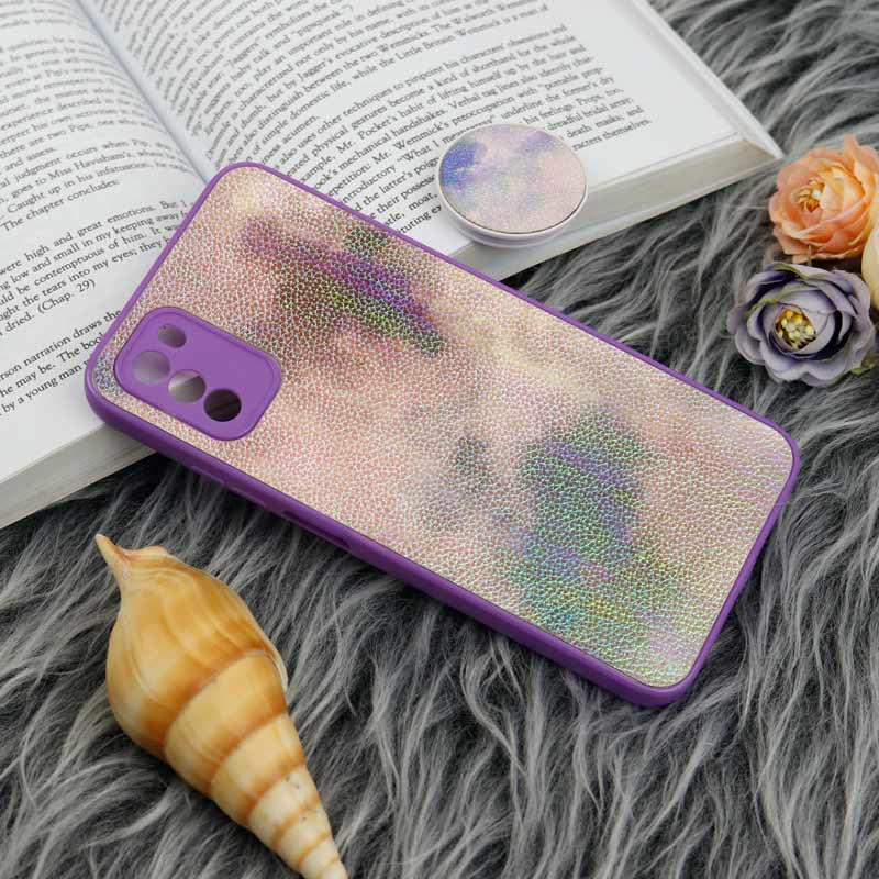 قاب چرمی هولوگرامی پاپ سوکت دار Xiaomi Poco M3 بنفش