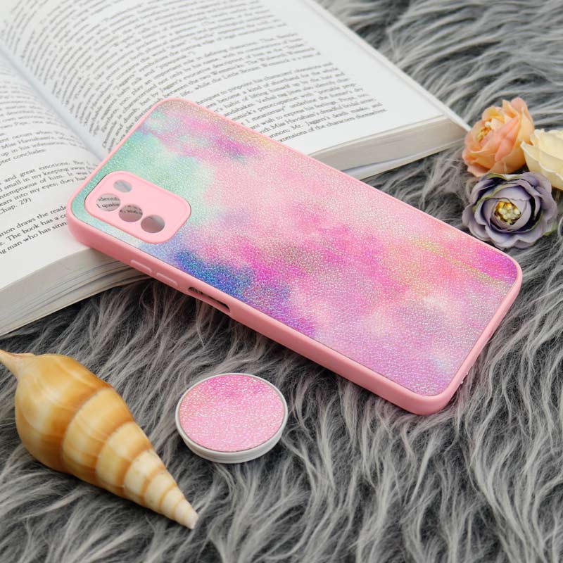 قاب چرمی هولوگرامی پاپ سوکت دار Xiaomi Poco M3 صورتی