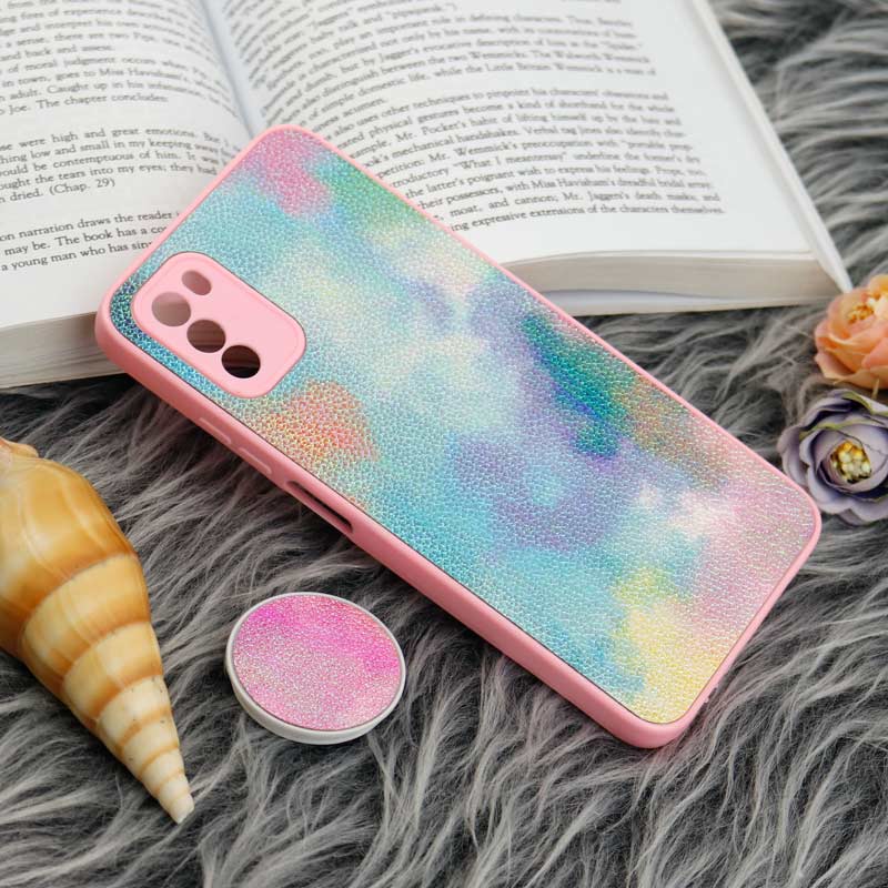قاب چرمی هولوگرامی پاپ سوکت دار Xiaomi Poco M3 صورتی