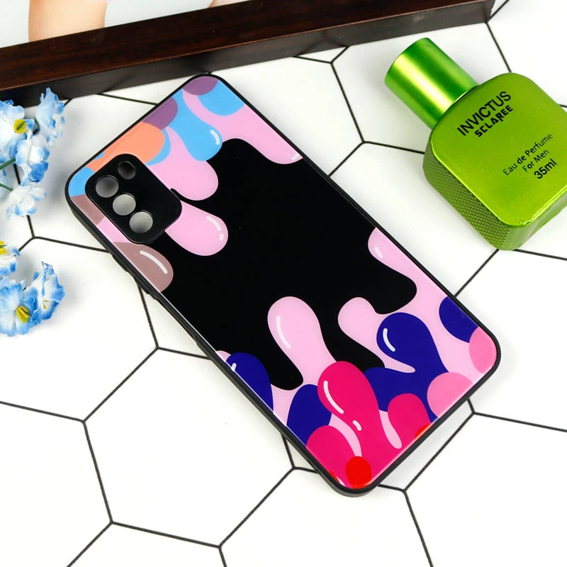 قاب طرحدار پشت گلسی محافظ لنزدار Xiaomi Poco M3