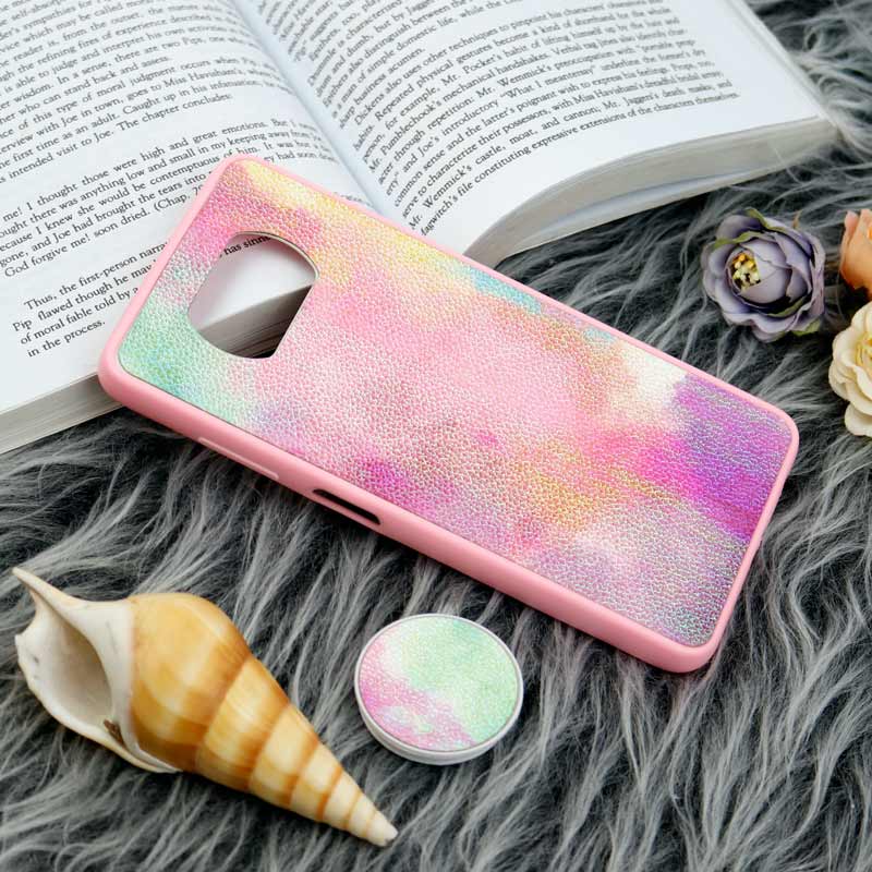 قاب چرمی هولوگرامی پاپ سوکت دار Xiaomi Poco X3 صورتی